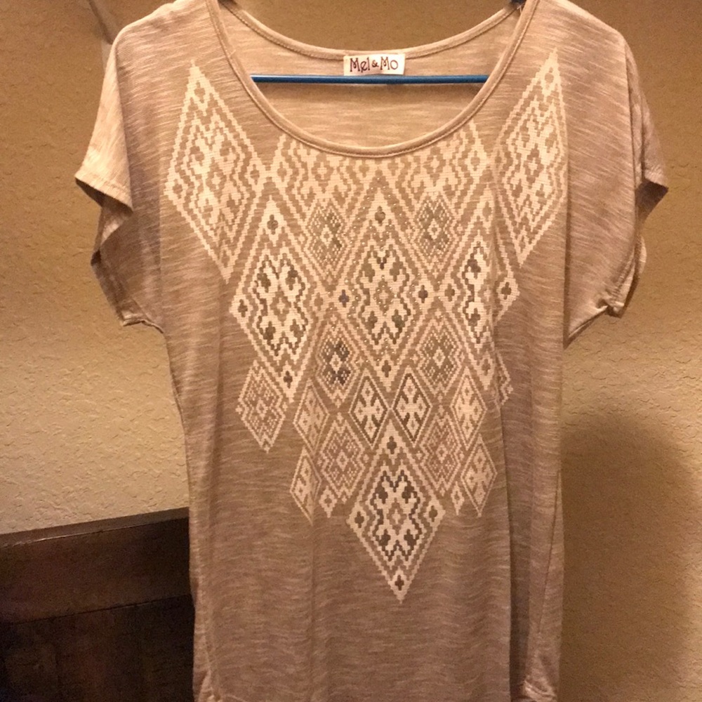 Tan T-shirt Blouse Small